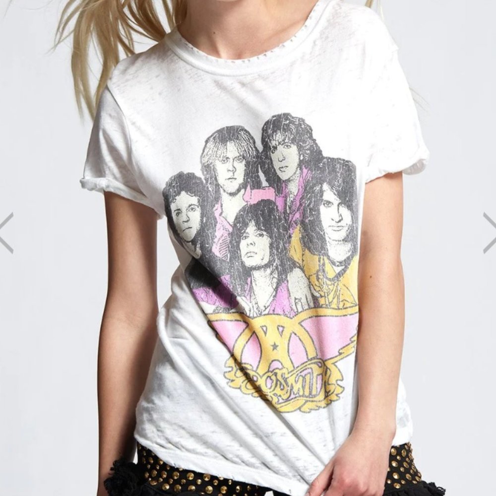 Recycled Karma Aerosmith Dream On 1973 retro vintage Tee Photo Graphic White M